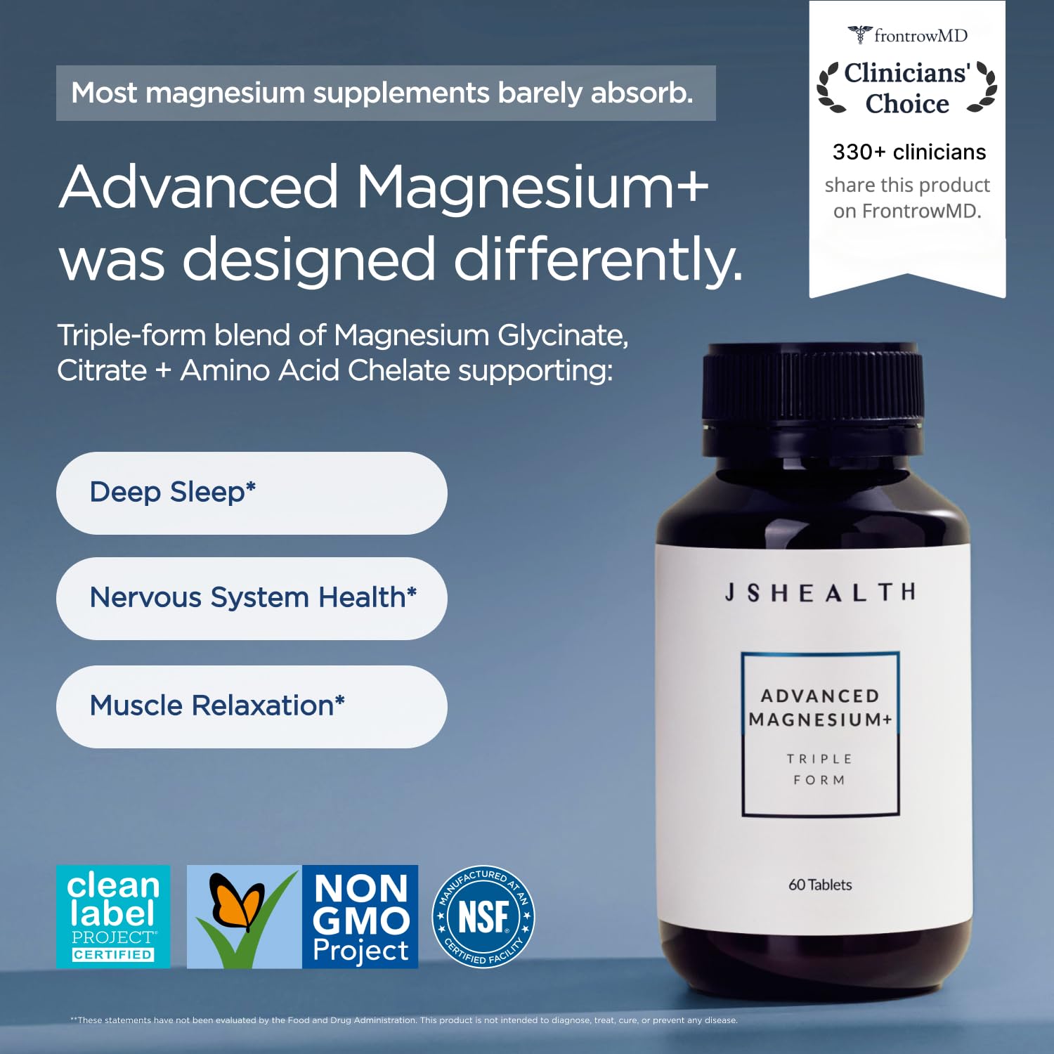JSHealth Magnesium Tablets 400mg side view