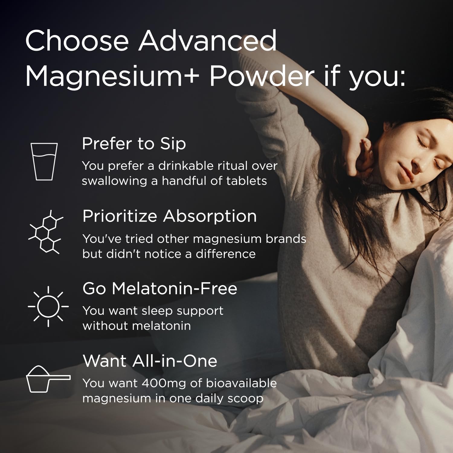 JSHealth Magnesium Tablets for Sleep with a glass of water