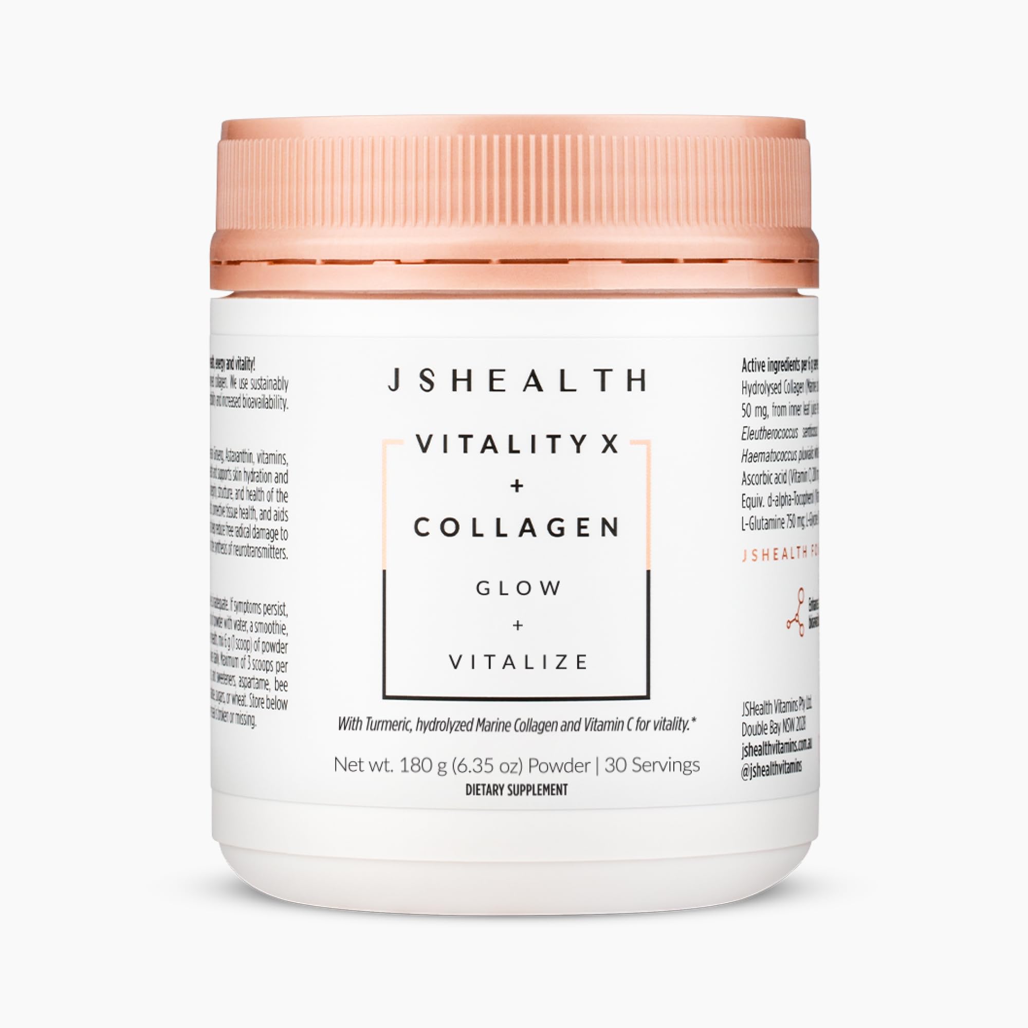 JSHealth Marine Collagen Powder 180g front view with packaging