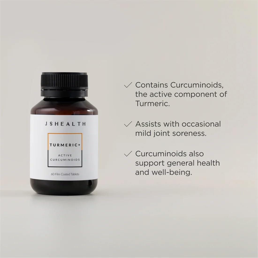 JSHealth Turmeric+ Formula 500mg capsules side view