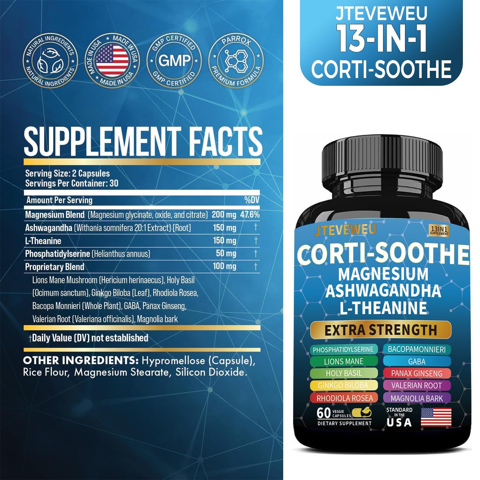 JTEVEweu Ginkgo Biloba Supplement bottle side view