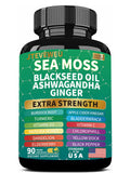 JTEVEweu Sea Moss Black Seed Oil Capsules bottle front view