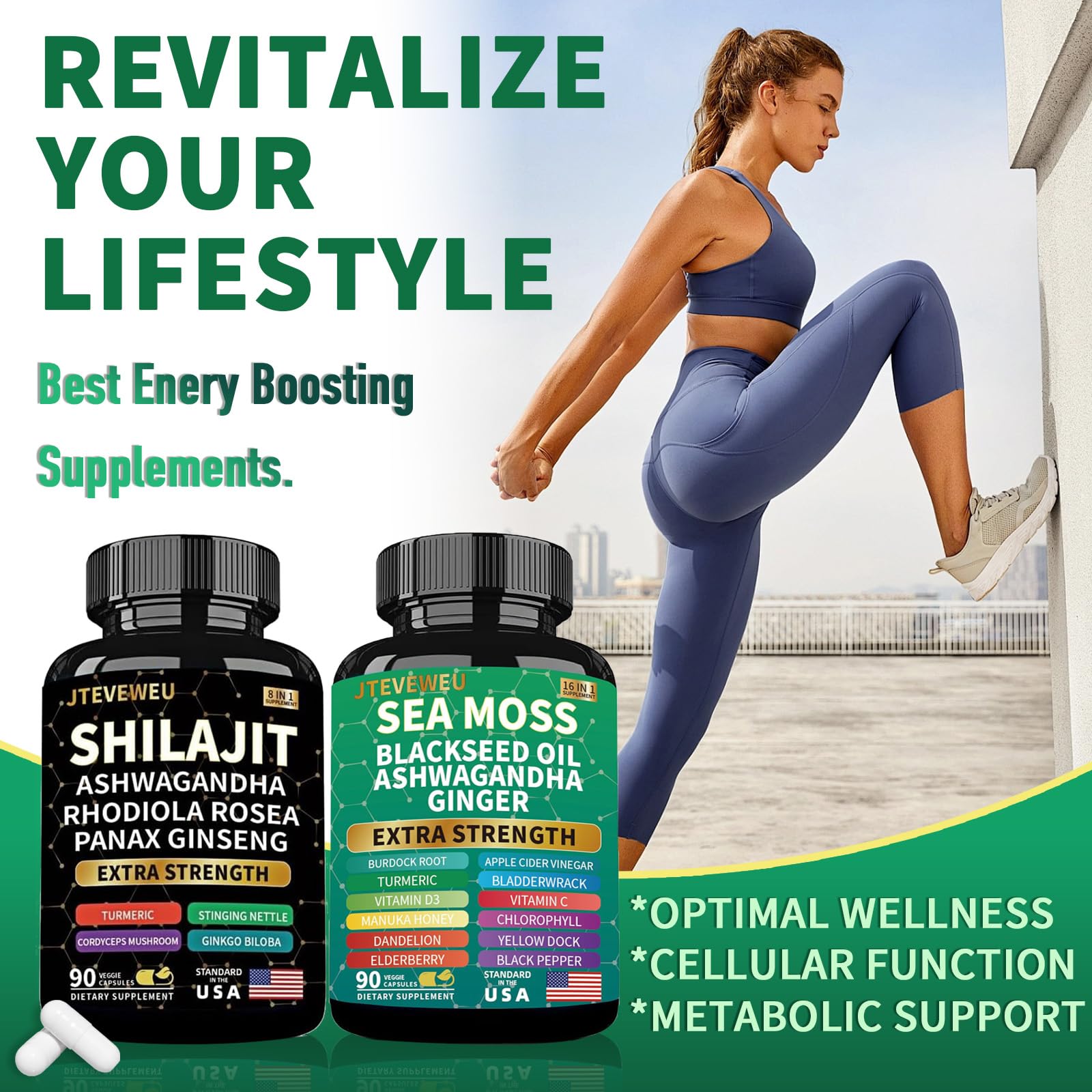 JTEVEweu Sea Moss Capsules side view showing ingredients list