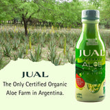 JUAL Organic Aloe Vera Juice 540g with fresh aloe leaves