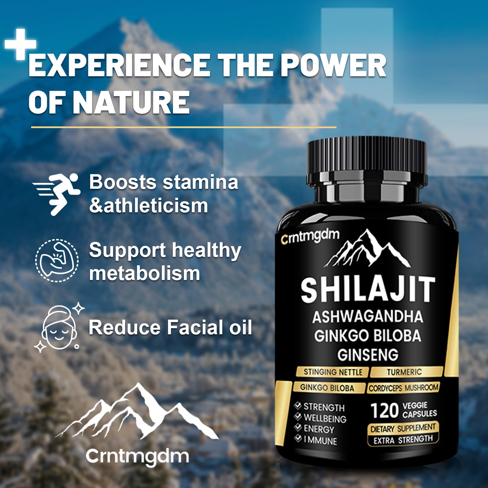 Juebingy Shilajit Capsules with Ashwagandha label detail