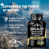 Juebingy Shilajit Capsules with Ashwagandha label detail