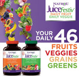 Juice Festiv capsules showing organic fruit and vegetable blend ingredients