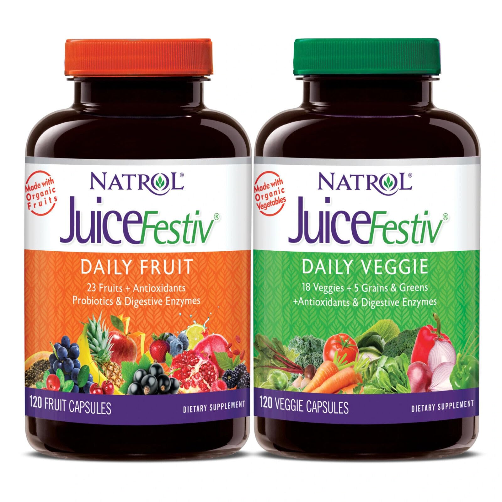 Juice Festiv Fruit and Veggie Super Food Capsules 240 Count front view