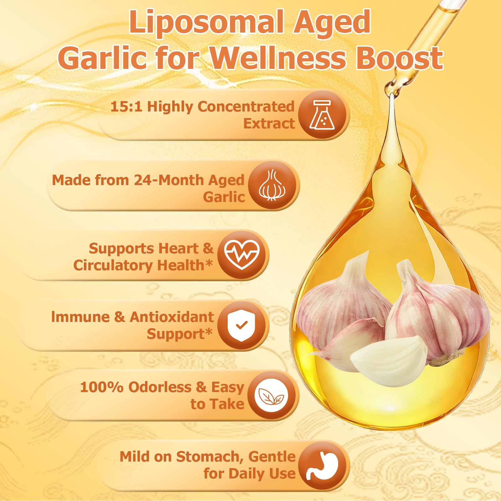JUIWEFKK Aged Garlic Extract Liquid Drops 500mg dosage dropper