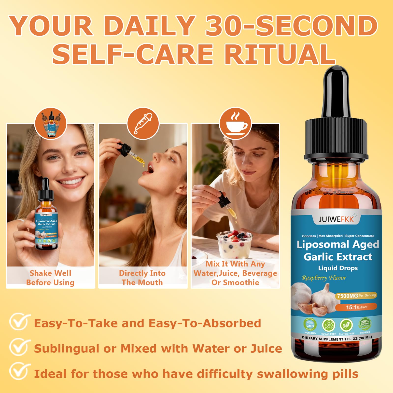 JUIWEFKK Aged Garlic Extract Liquid Drops 500mg lifestyle scene