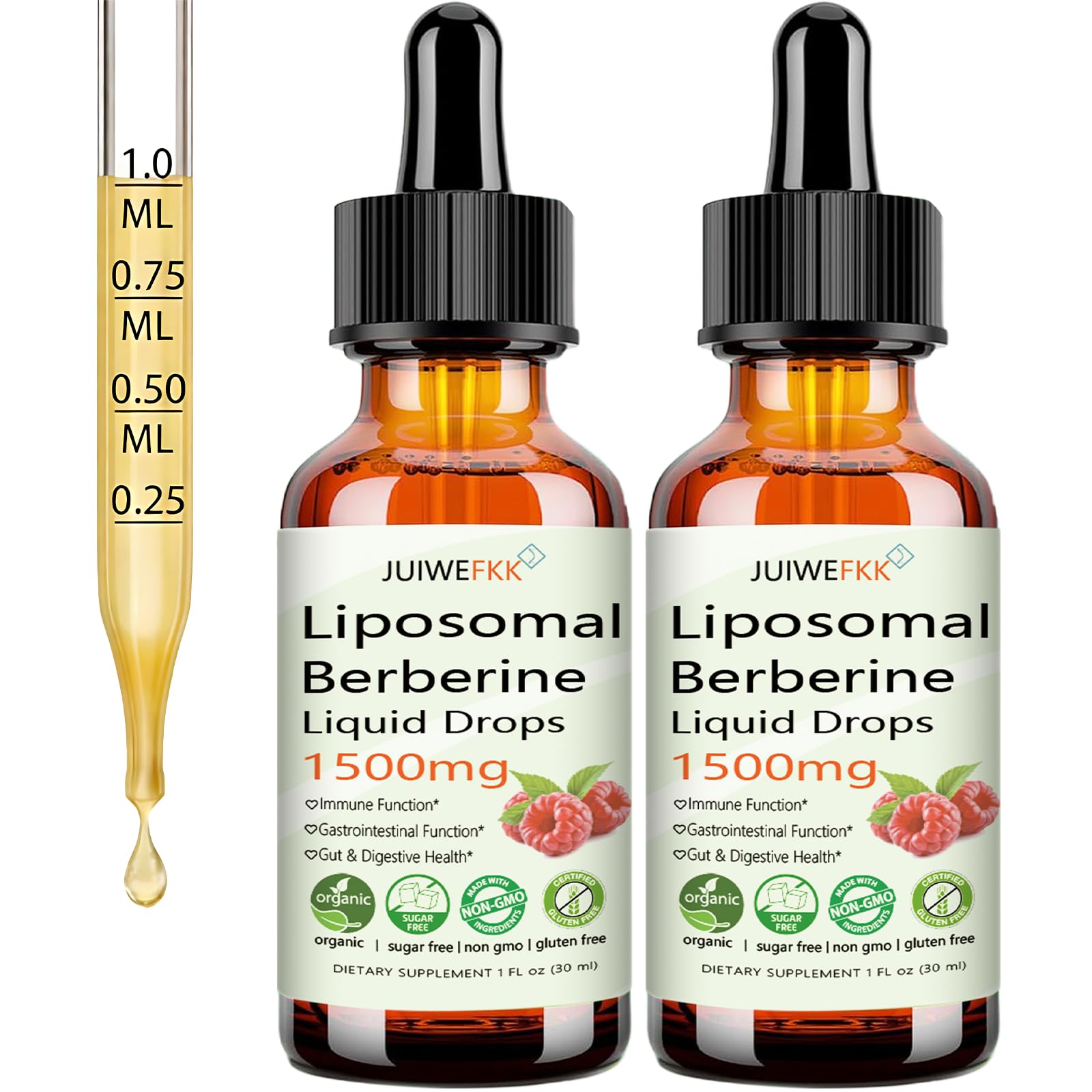 JUIWEFKK Liposomal Berberine & Moringa Drops 1500mg front view