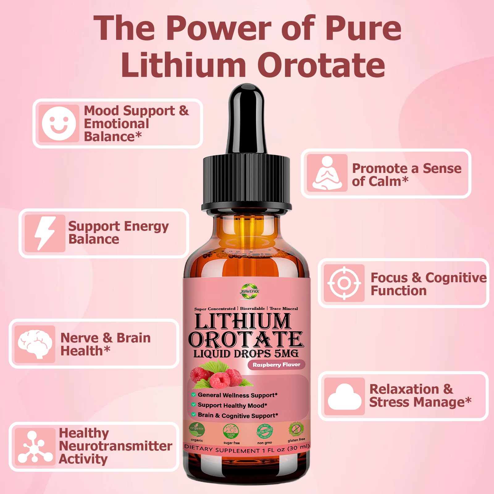JUIWEFKK Lithium Orotate Liquid Drops 5mg side view