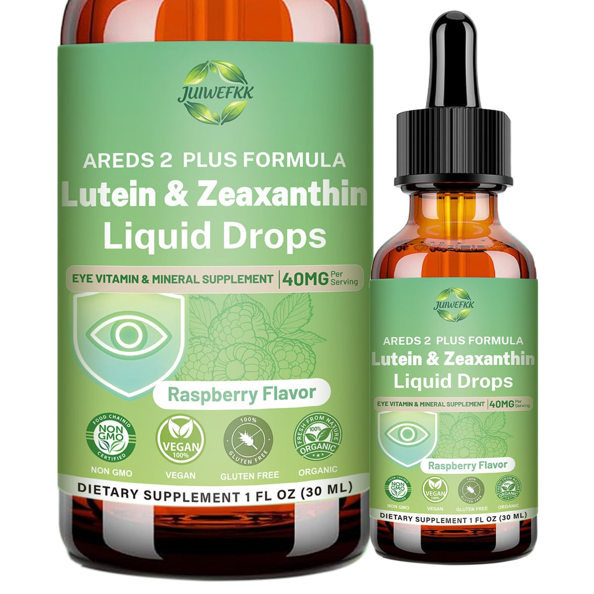 JUIWEFKK Lutein Zeaxanthin Eye Drops front view with packaging