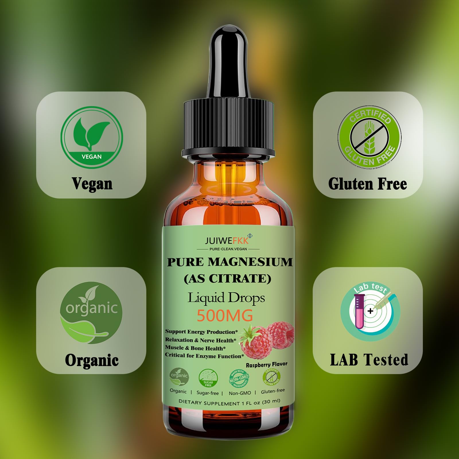 JUIWEFKK Magnesium Citrate Liquid Drops 500mg back view