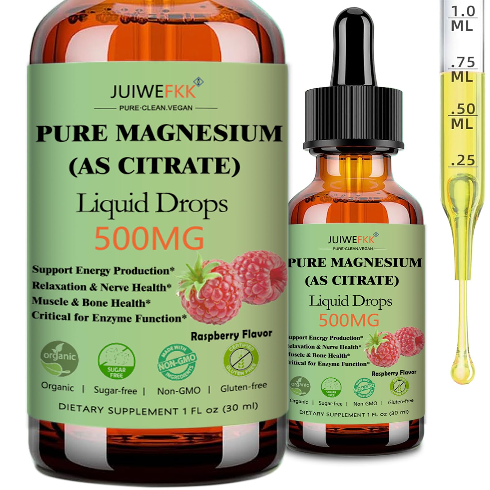 JUIWEFKK Magnesium Citrate Liquid Drops 500mg front view