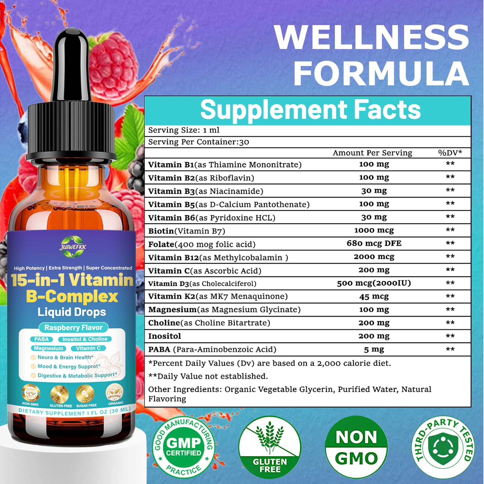 JUIWEFKK Vitamin B Complex Liquid Drops dosage instructions