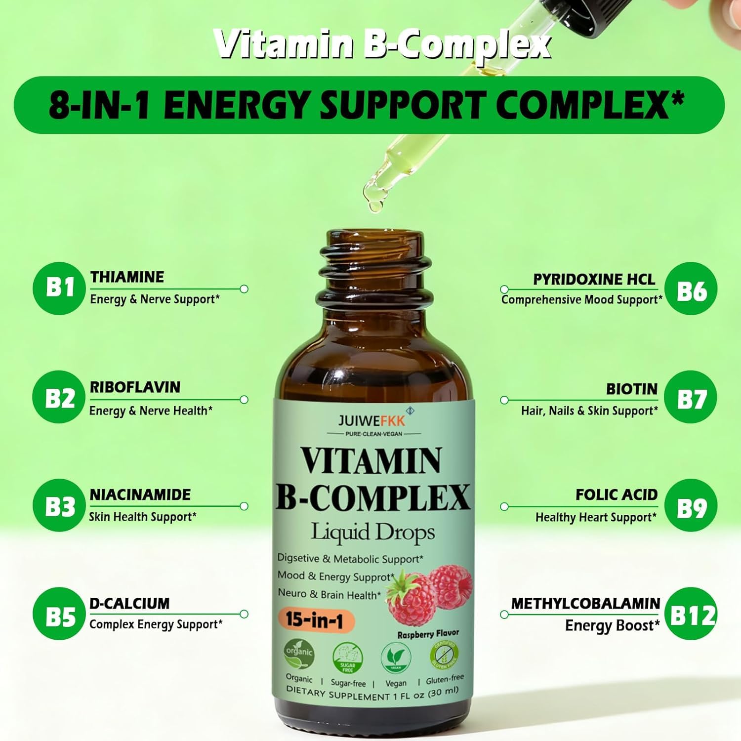 JUIWEFKK Vitamin B Complex Liquid Drops packaging side view