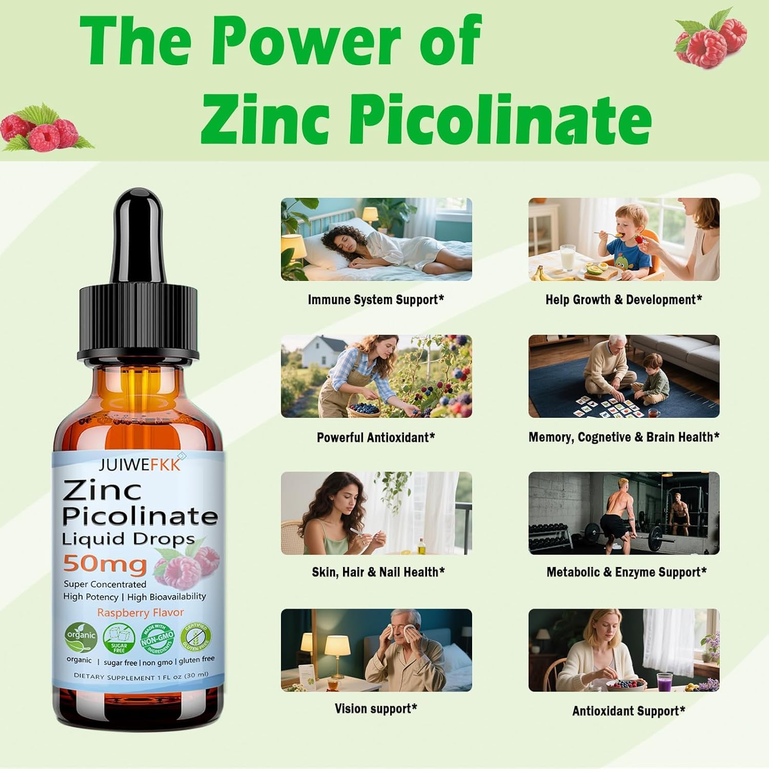 JUIWEFKK Zinc Picolinate Liquid Drops 50mg side view