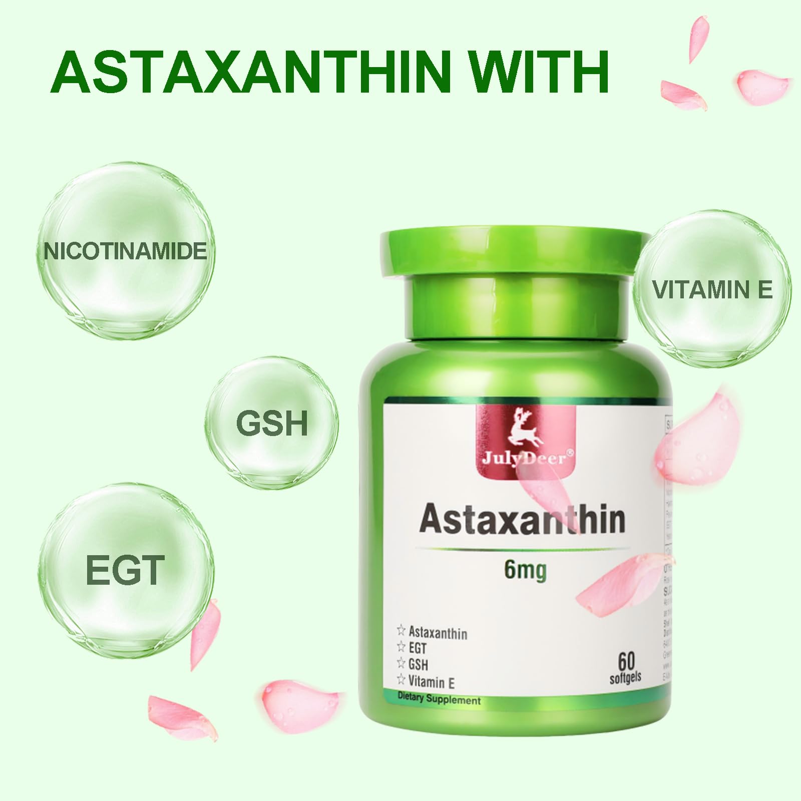 JulyDeer Astaxanthin Supplement capsules close-up