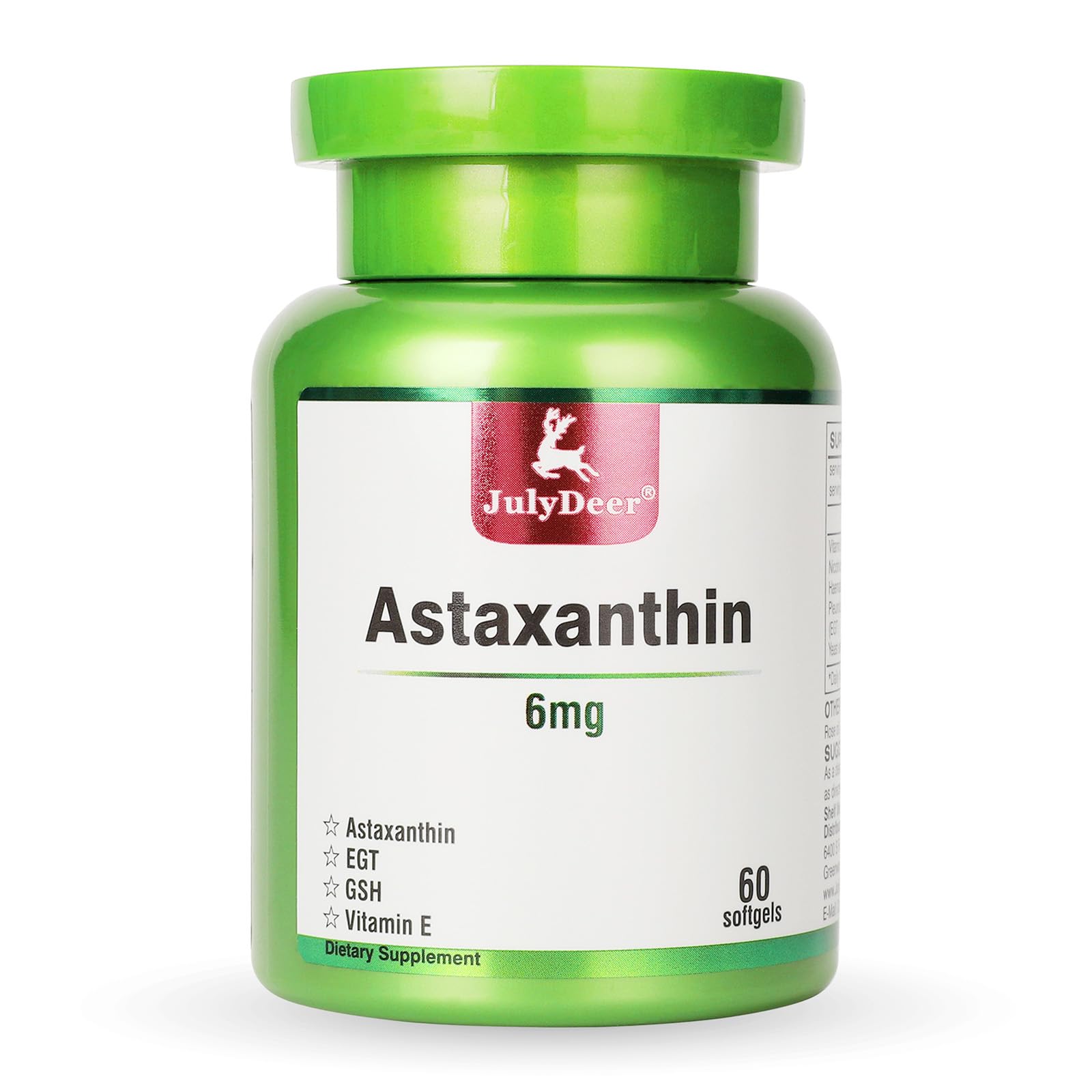 JulyDeer Astaxanthin Supplement front view of packaging