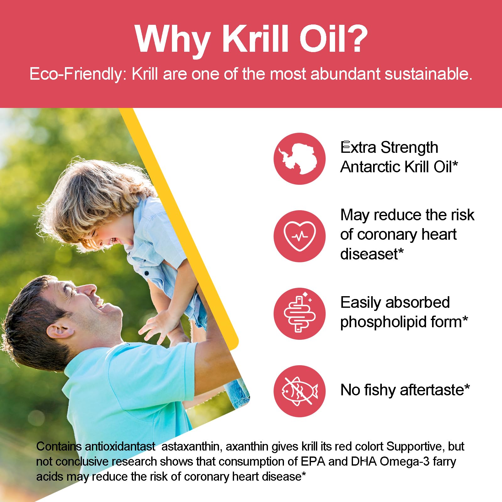 JulyDeer Krill Oil Omega-3 Softgels 1000mg bottle side view