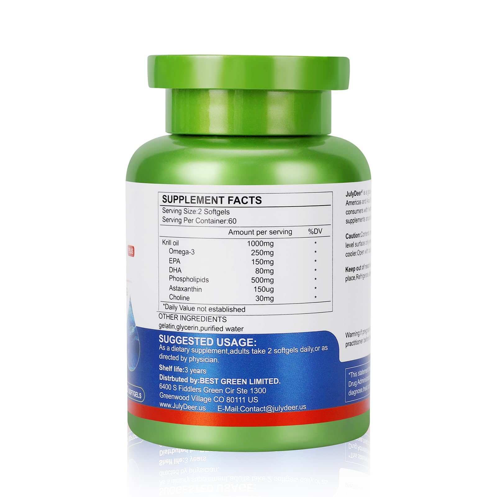 JulyDeer Krill Oil Omega-3 Softgels 1000mg softgel close-up