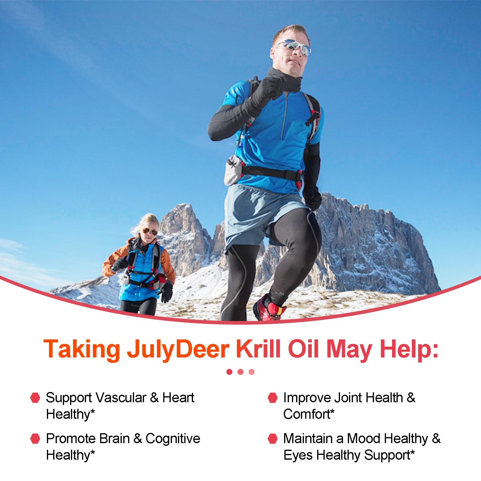 JulyDeer Krill Oil Omega-3 Softgels 1000mg softgels in a hand