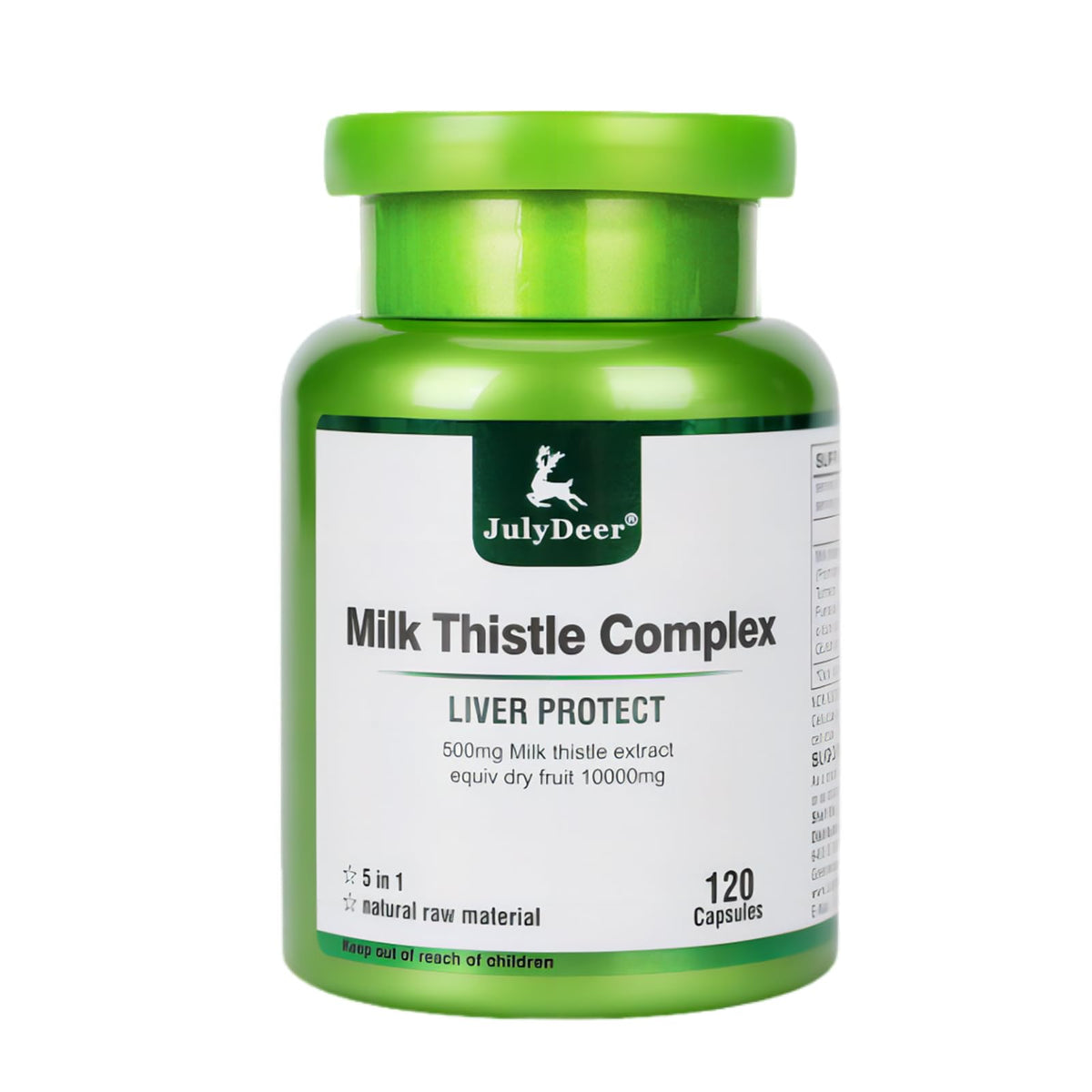 JulyDeer Milk Thistle Complex 630mg supplement front view