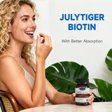 julytiegr Biotin Tablets 10000mcg on a wooden table