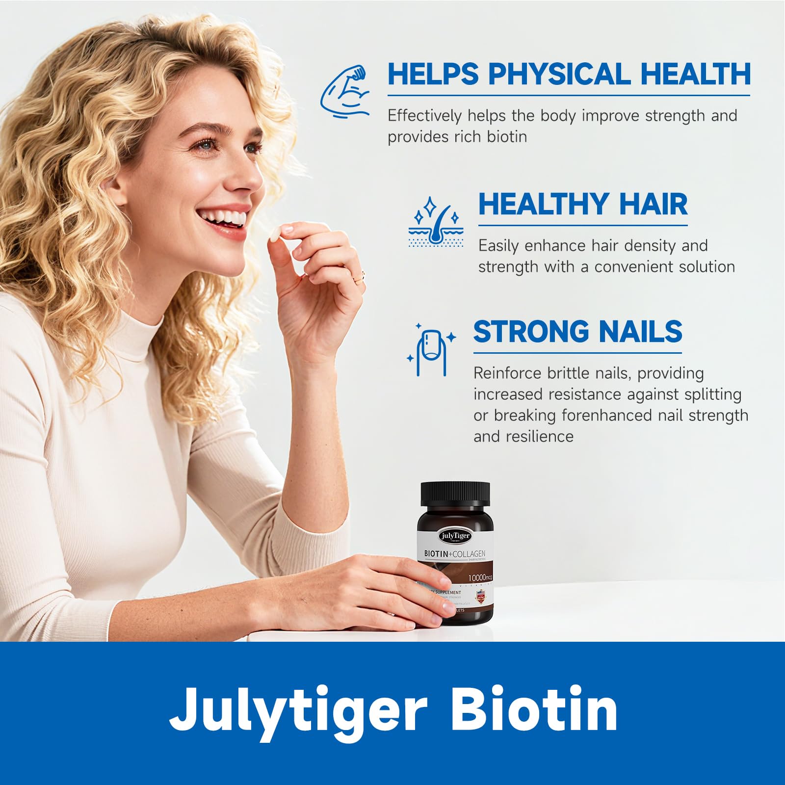 julytiegr Biotin Tablets 10000mcg side view
