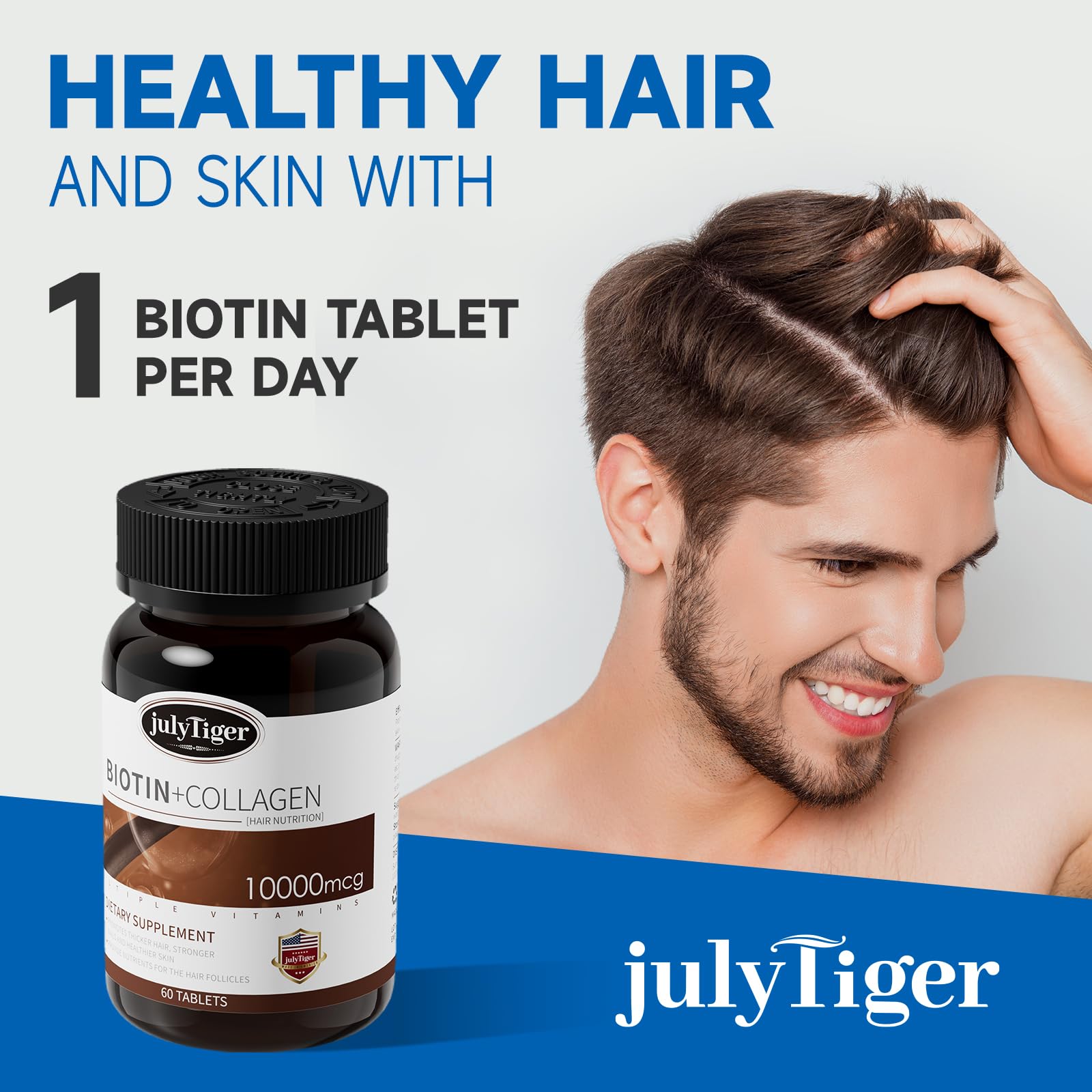 julytiegr Biotin Tablets 10000mcg with measuring spoon