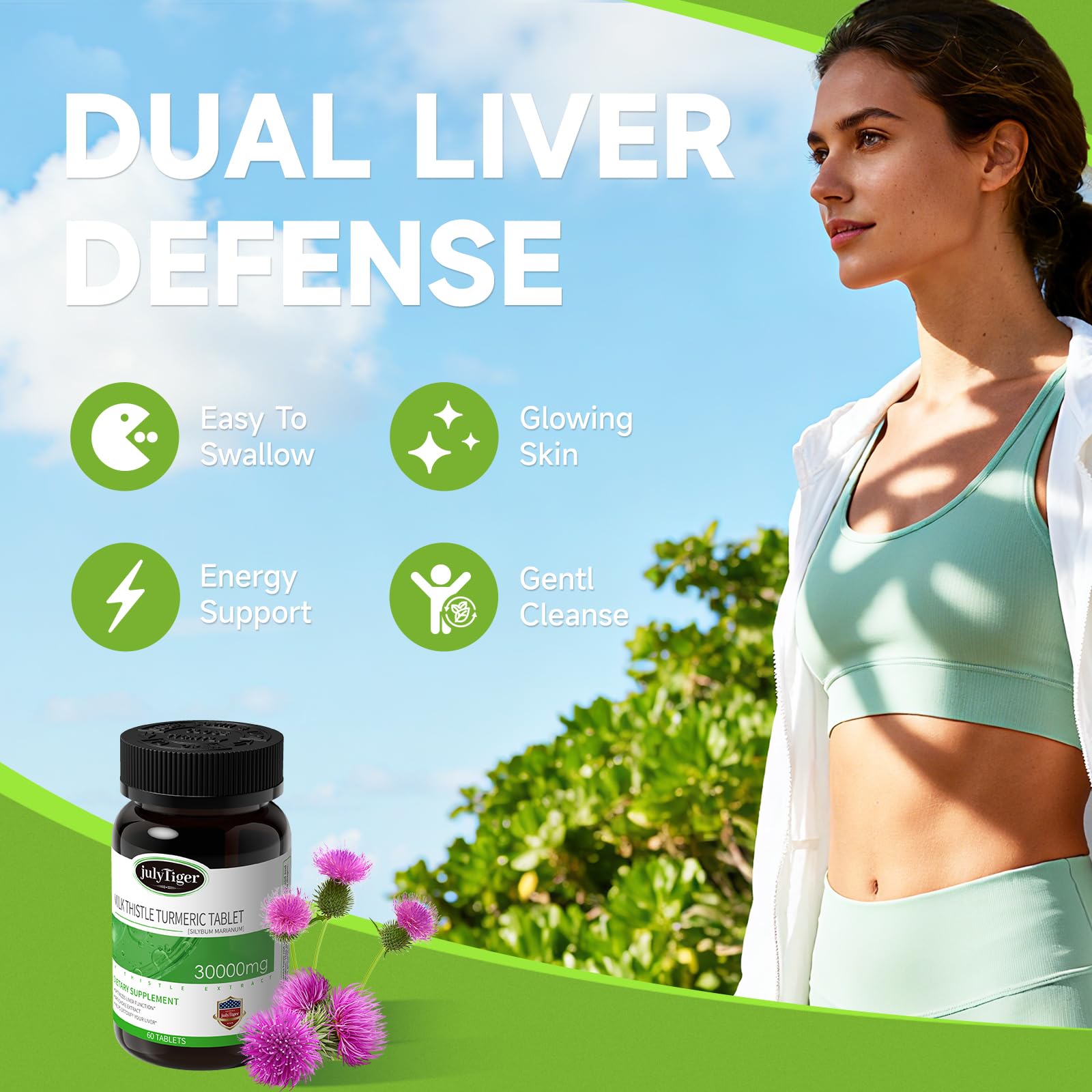 julytiegr Milk Thistle Liver Support Supplement 500mg bottle with label
