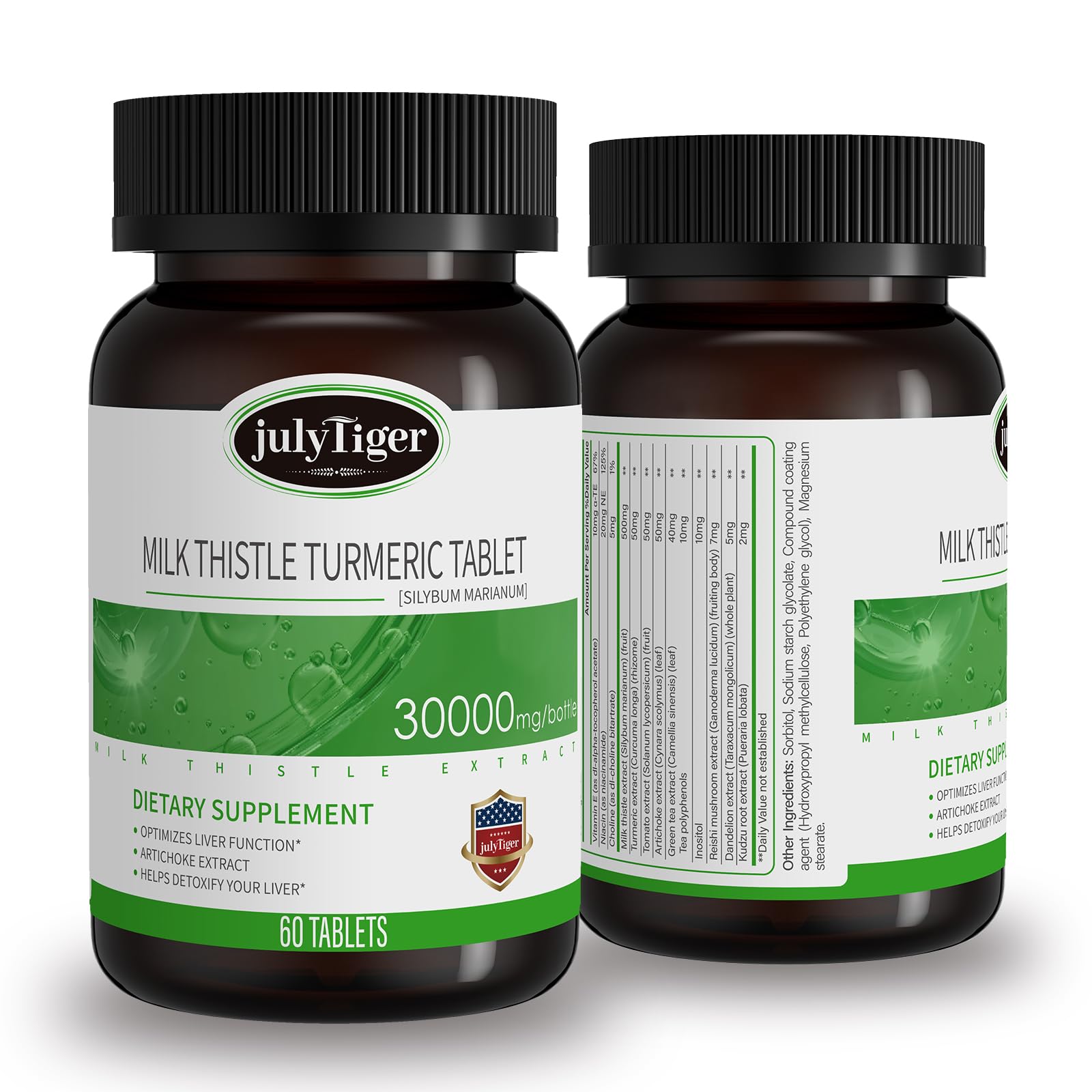 julytiegr Milk Thistle Liver Support Supplement 500mg front view