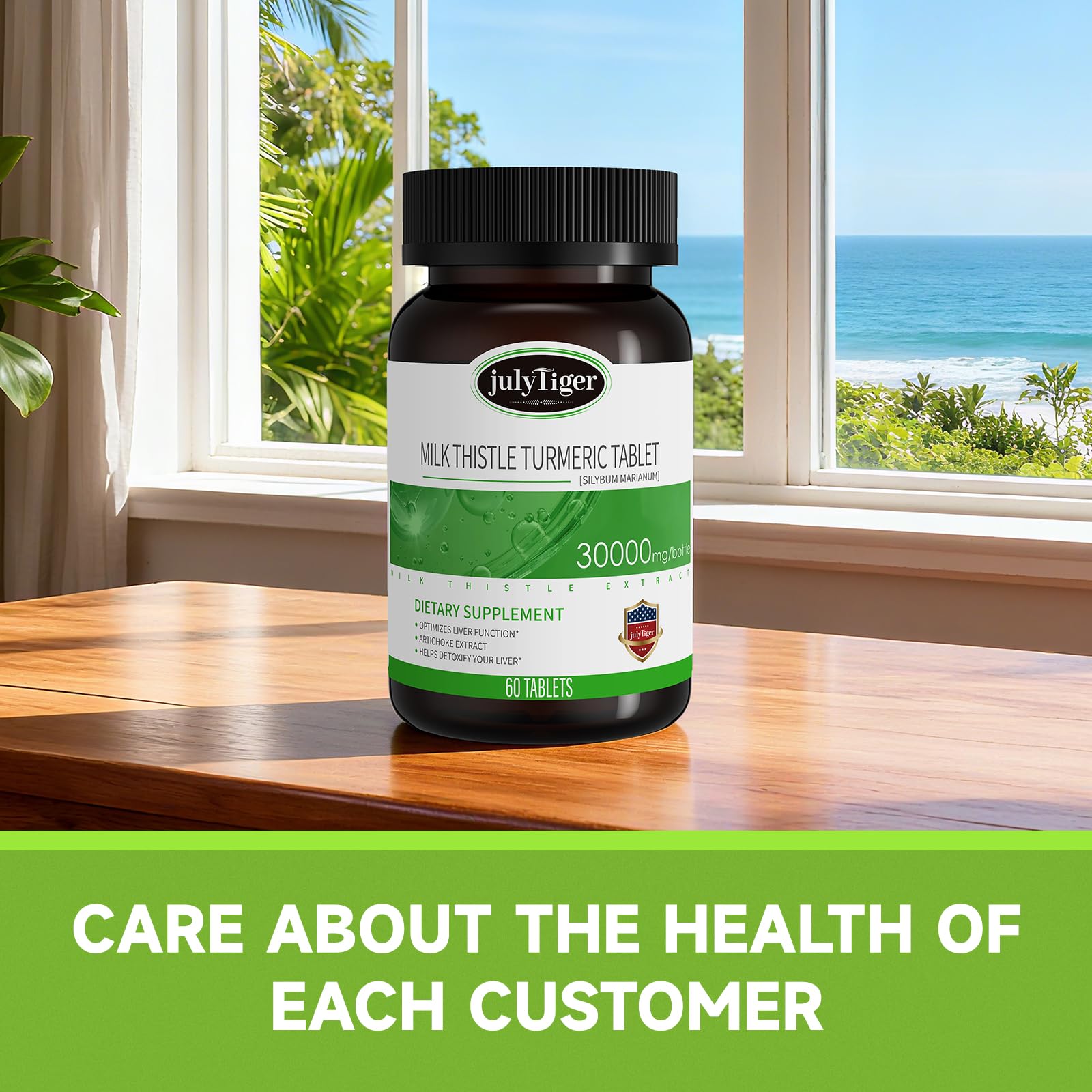 julytiegr Milk Thistle Liver Support Supplement 500mg tablets in hand