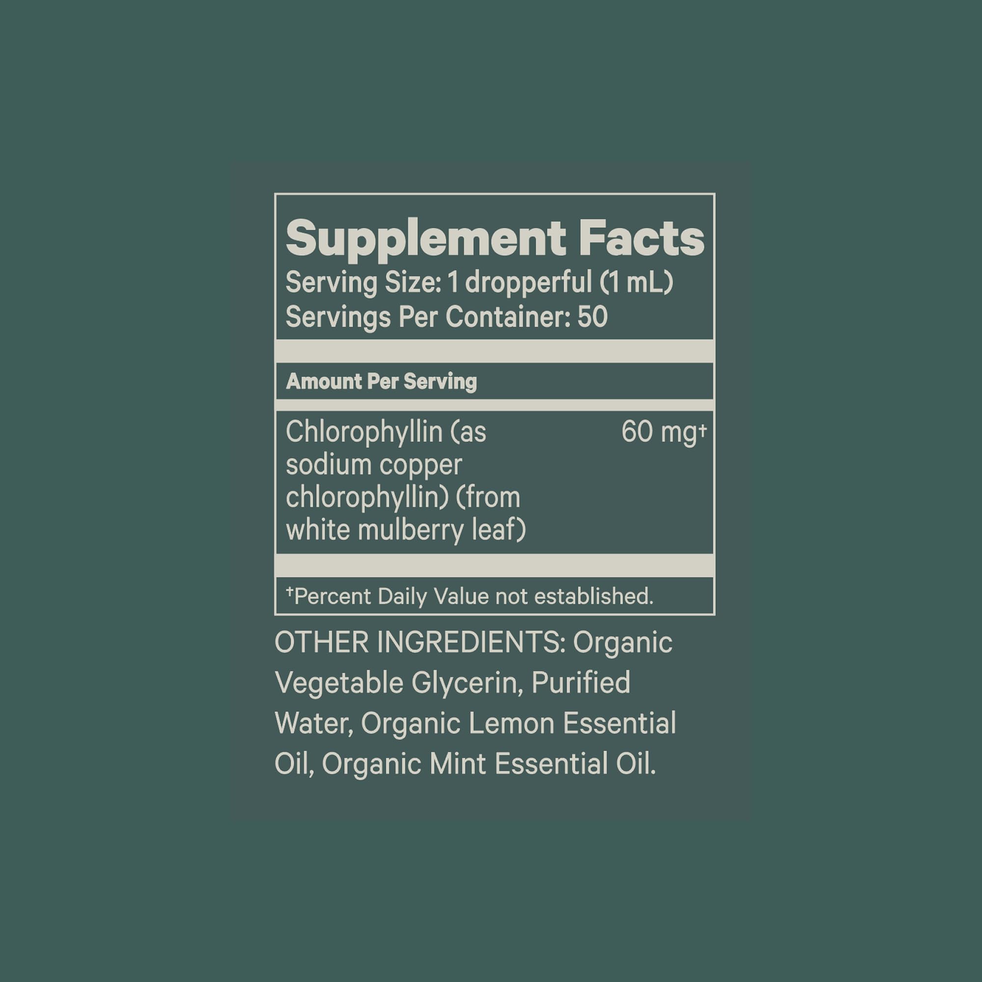 Juna Chlorophyll Drops with fresh mint leaves