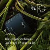 Juna Multi-Enzymes Daily Supplement alongside fresh botanicals