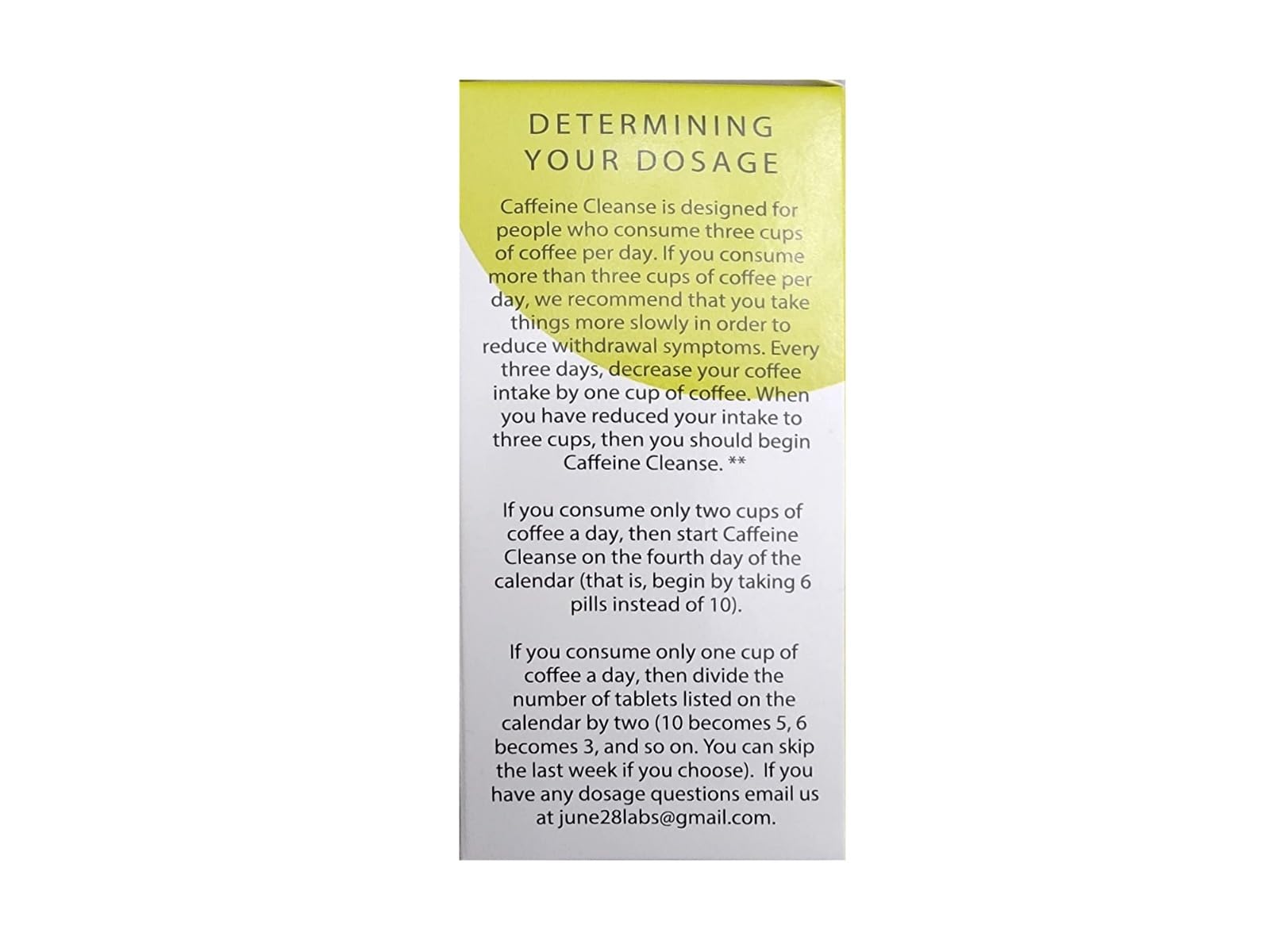 June 28 Labs Caffeine Cleanse packaging with a measuring cup