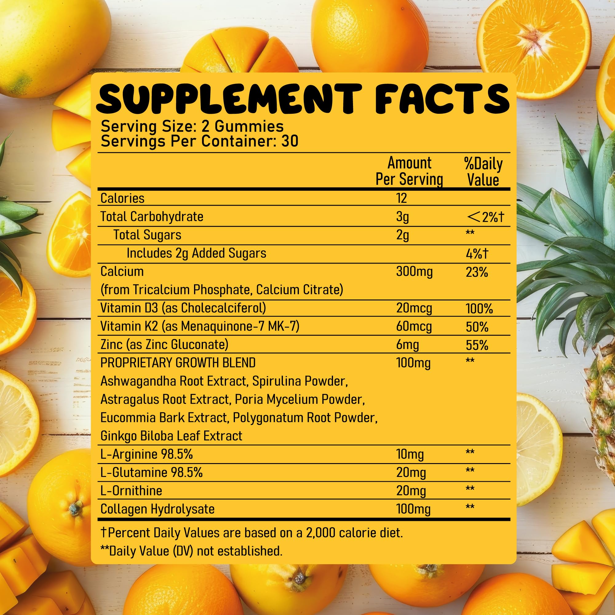 Juneno Height Growth Multivitamin Gummies close-up of gummies
