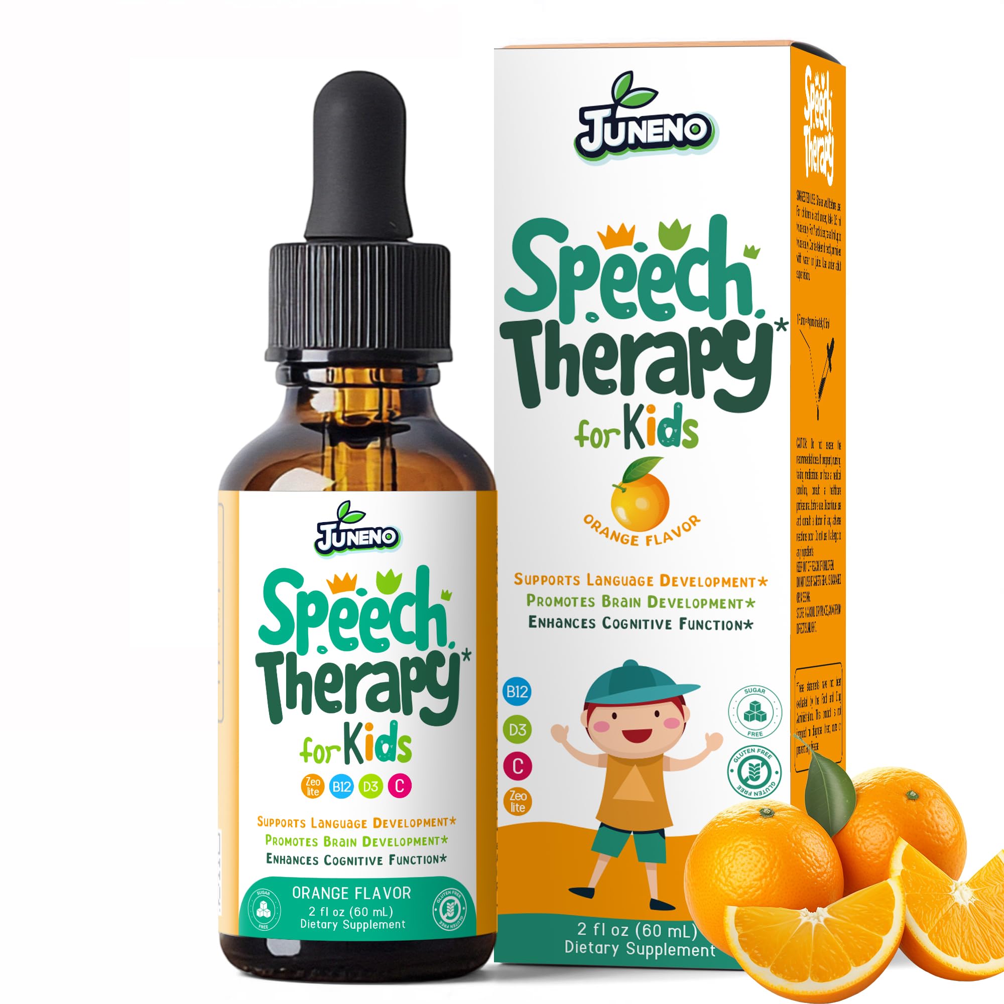 Juneno Kids Speech Therapy Drops 2 fl oz bottle front view