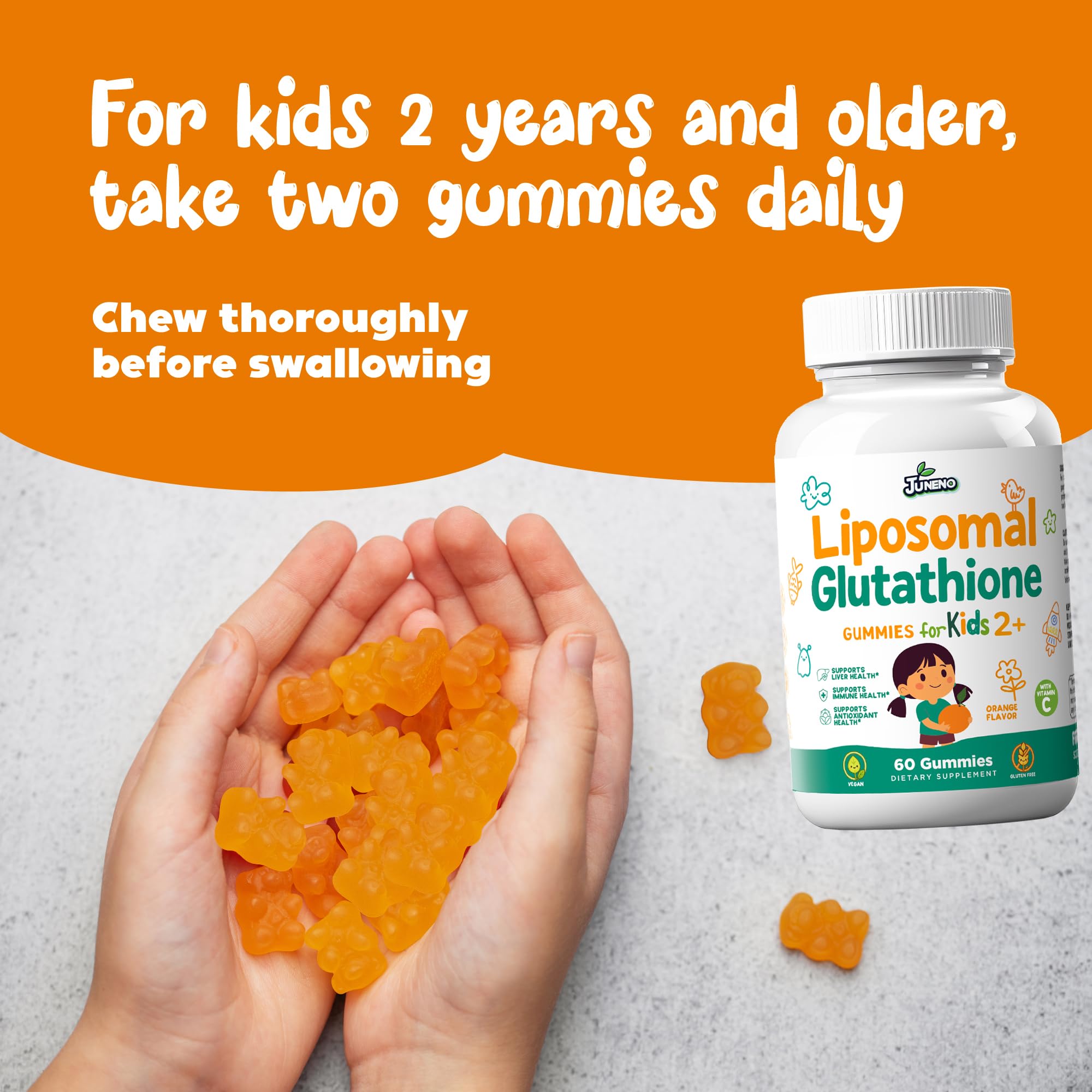 Juneno Liposomal Glutathione Kids Gummies side view