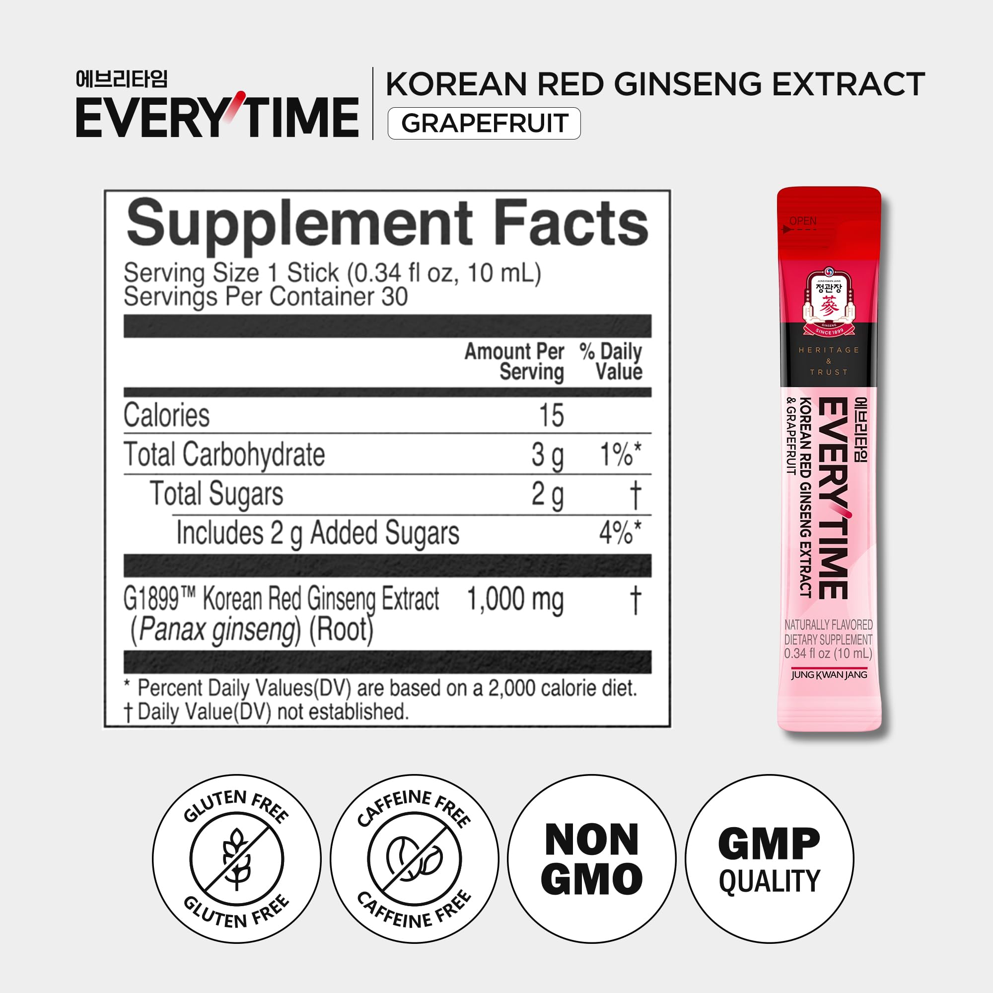 JUNG KWAN JANG Korean Red Ginseng Liquid Stick nutrition information