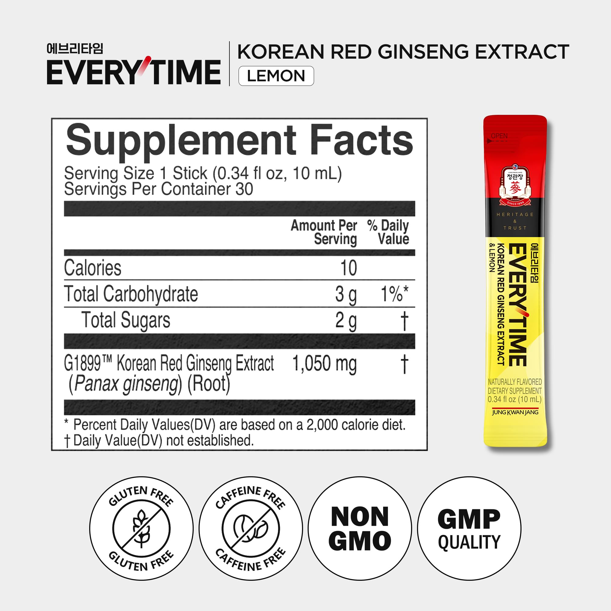 JUNG KWAN JANG Korean Red Ginseng Liquid Sticks with a glass of water