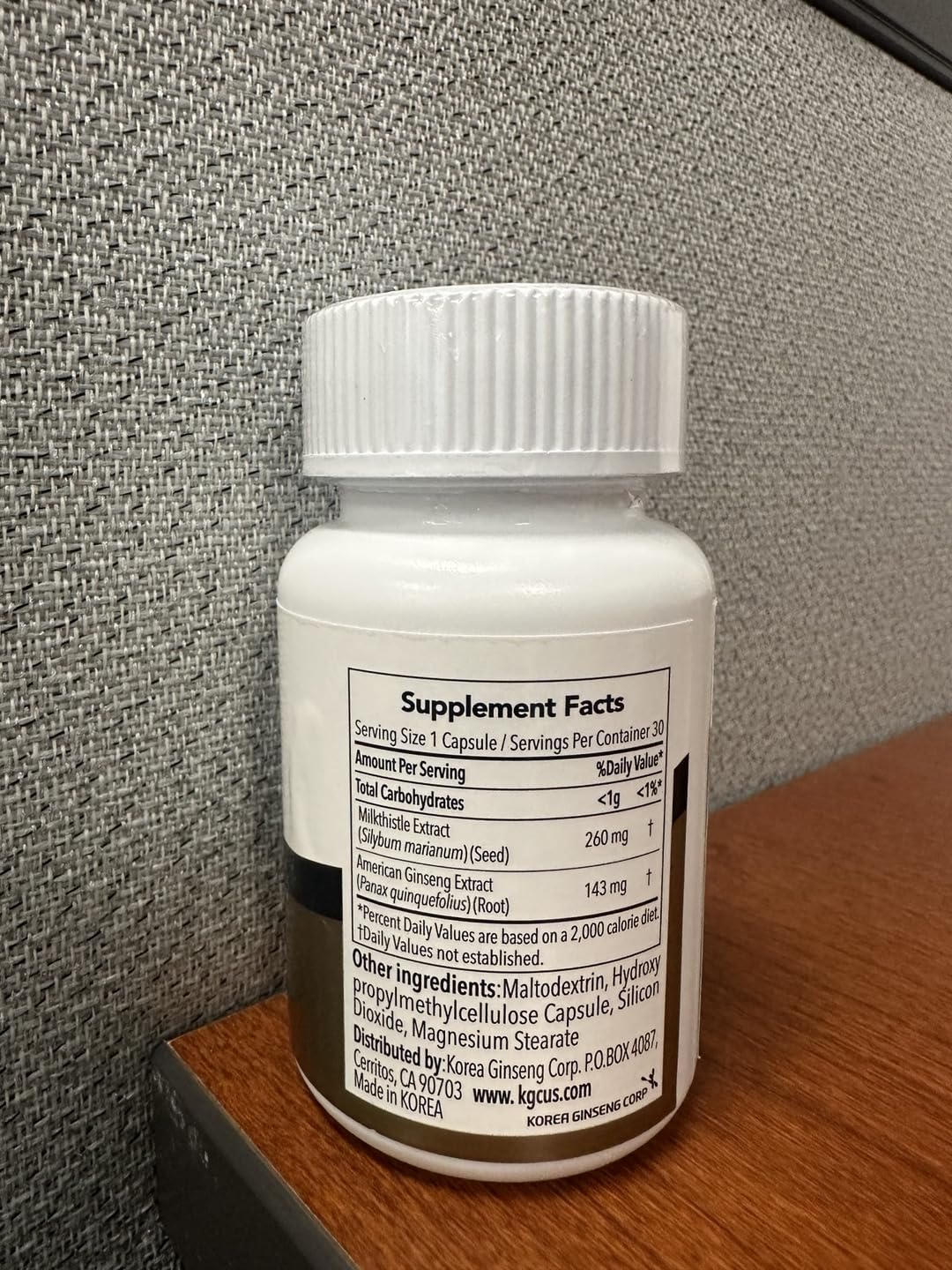 JUNG KWAN JANG Milk Thistle supplement label details
