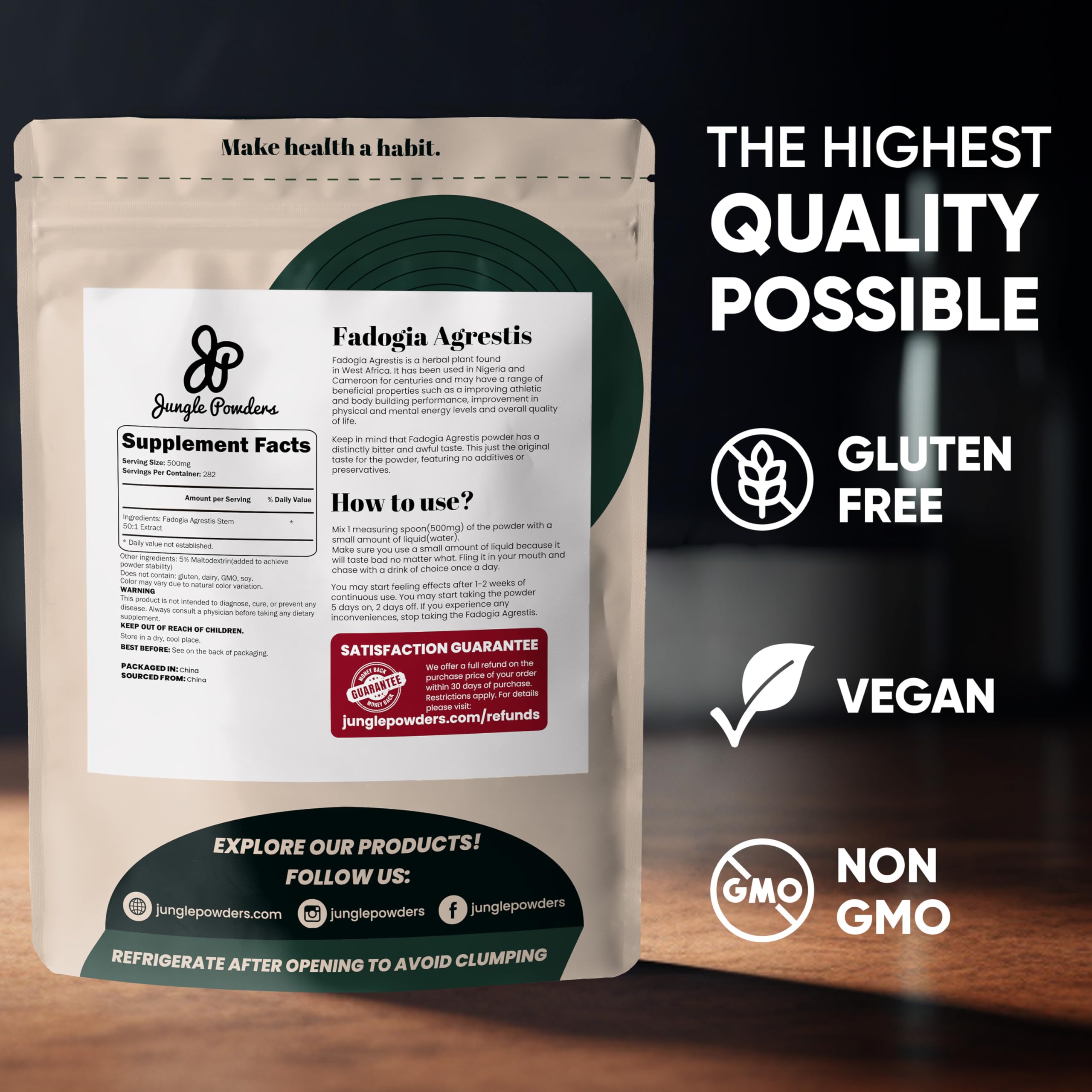 Jungle Powders Fadogia Agrestis Powder nutritional information