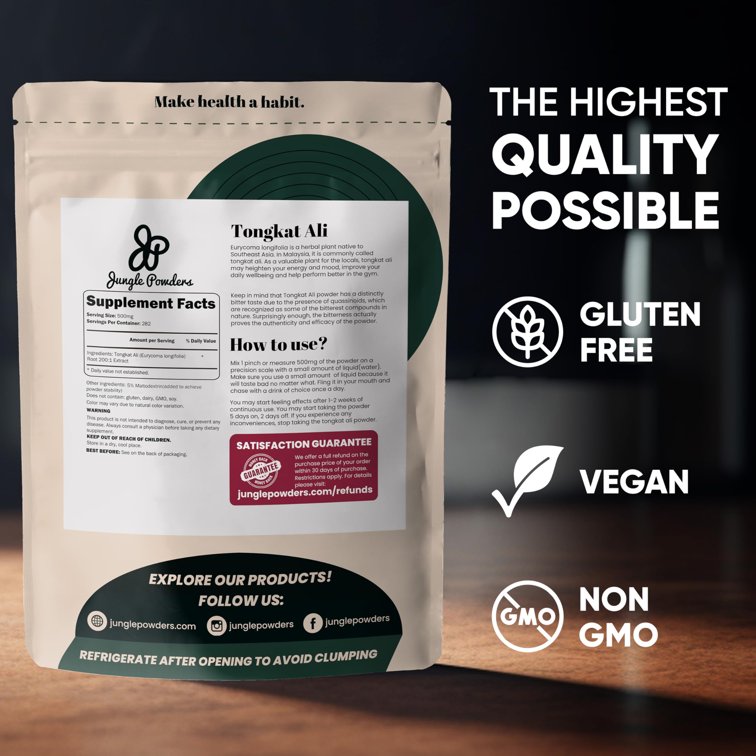 Jungle Powders Tongkat Ali Extract Powder nutritional information