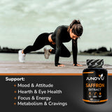 Junovu Saffron Extract Capsules showing ingredients list
