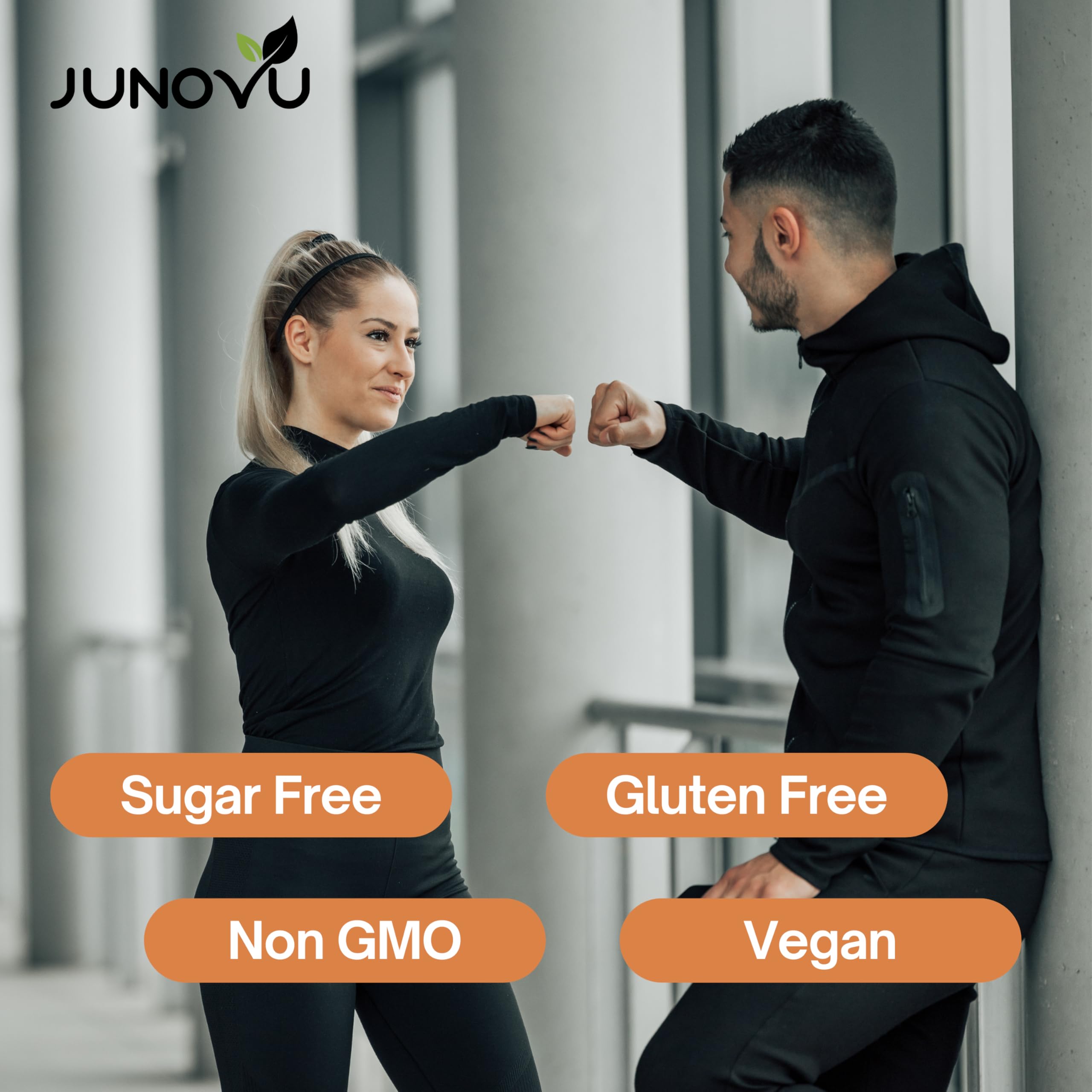 Junovu Saffron Extract Capsules with a close-up of capsules
