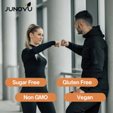 Junovu Saffron Extract Capsules with a close-up of capsules