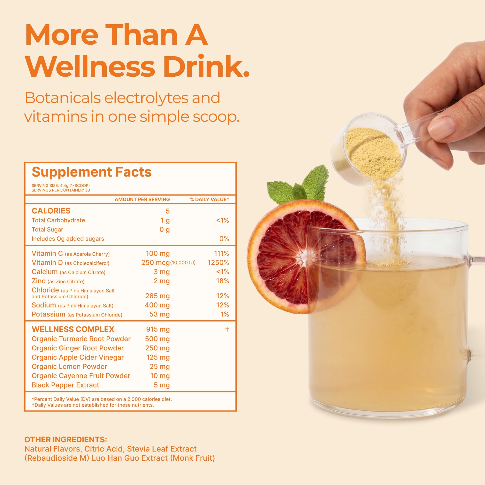 Jupi Turmeric Shots 240g scoop with citrus drink