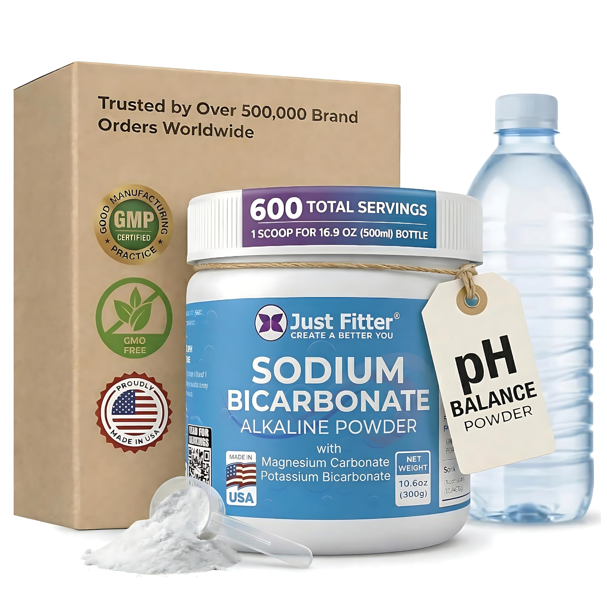 Just Fitter Magnesium Carbonate Alkaline Powder 300g front view